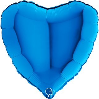 Fóliový balónek SRDCE / srdíčko, 46cm, lesklá modrá barva (zn. GRABO)