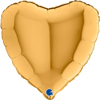 Fóliový balónek SRDCE / srdíčko, 46cm, lesklá zlatá barva (zn. GRABO)