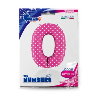 Fóliová ČÍSLICE 0 - bílé puntíky, růžová barva, velikost 102cm (zn. GRABO)