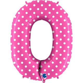 Fóliová ČÍSLICE 0 - bílé puntíky, růžová barva, velikost 102cm (zn. GRABO)