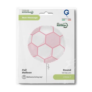 Fóliový balónek FOTBALOVÝ MÍČ - růžový, kruh, velikost 46cm (zn. GRABO)