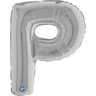 Fóliové MINI PÍSMENO P, velikost 36cm, stříbrná barva (zn. GRABO)