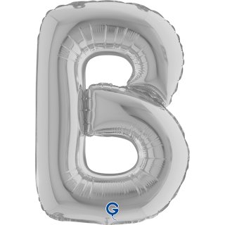 Fóliové MINI PÍSMENO B, velikost 36cm, stříbrná barva (zn. GRABO)