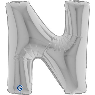 Fóliové MINI PÍSMENO N, velikost 36cm, stříbrná barva (zn. GRABO)