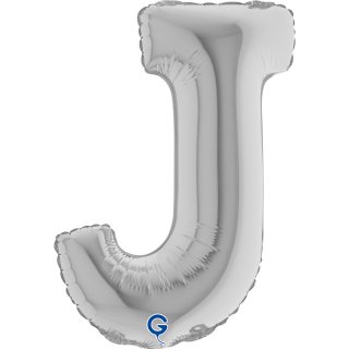 Fóliové MINI PÍSMENO J, velikost 36cm, stříbrná barva (zn. GRABO)