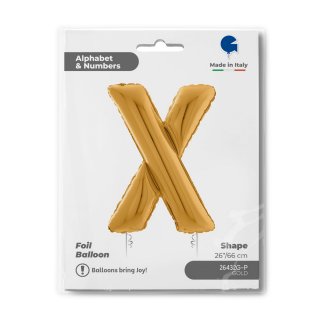 Fóliové PÍSMENO X, velikost 66cm, zlatá barva (zn. GRABO)