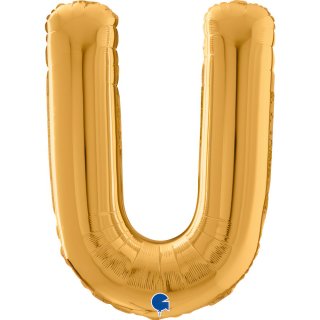 Fóliové PÍSMENO U, velikost 66cm, zlatá barva (zn. GRABO)