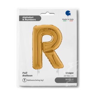 Fóliové PÍSMENO R, velikost 66cm, zlatá barva (zn. GRABO)