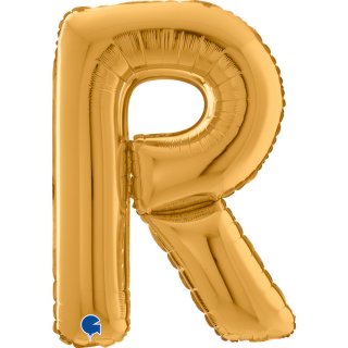 Fóliové PÍSMENO R, velikost 66cm, zlatá barva (zn. GRABO)