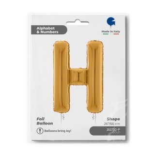 Fóliové PÍSMENO H, velikost 66cm, zlatá barva (zn. GRABO)