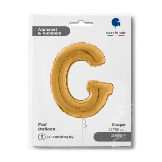 Fóliové PÍSMENO G, velikost 66cm, zlatá barva (zn. GRABO)