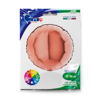 Fóliový balónek KRUH, 46cm, lesklá rosegold růžová barva (zn. GRABO)