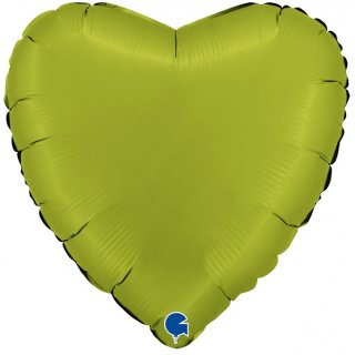 Fóliový balónek SRDCE / srdíčko, 46cm, saténová matcha zelená barva (zn. GRABO)