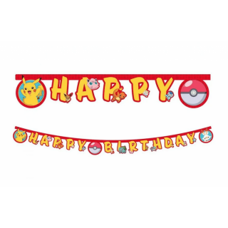 Závěsný banner / girlanda Happy Birthday POKÉMONI, délka 2m (zn. Procos)