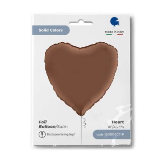 Fóliový balónek SRDCE / srdíčko, 46cm, čokoládová hnědá barva (zn. GRABO)