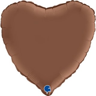 Fóliový balónek SRDCE / srdíčko, 46cm, čokoládová hnědá barva (zn. GRABO)