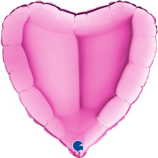 Fóliový balónek SRDCE / srdíčko, 46cm, lesklá růžová fuchsiová barva (zn. GRABO)