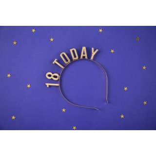ČELENKA kovová 18 TODAY pro 18. narozeniny, zlatá barva (zn. PartyDeco)