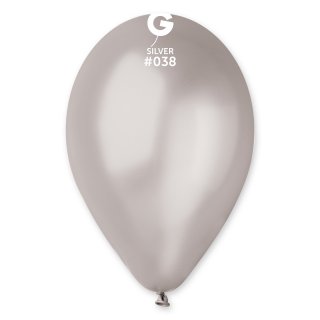 Latexový balónek GEMAR, metalický, stříbrný (GM90 - #038), průměr 26cm