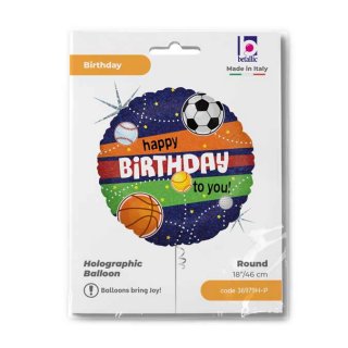 Fóliový KRUH sporty - Happy birthday / všechno nejlepší, velikost 46cm (zn. GRABO)