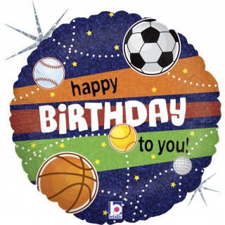 Fóliový KRUH sporty - Happy birthday / všechno nejlepší, velikost 46cm (zn. GRABO)