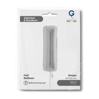 Fóliové PÍSMENO I, stříbrná barva, velikost 102cm (zn. GRABO)