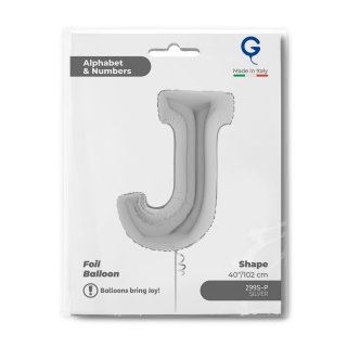 Fóliové PÍSMENO J, stříbrná barva, velikost 102cm (zn. GRABO)
