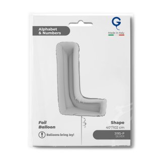 Fóliové PÍSMENO L, stříbrná barva, velikost 102cm (zn. GRABO)