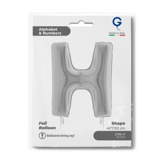 Fóliové PÍSMENO H, stříbrná barva, velikost 102cm (zn. GRABO)