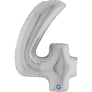 Fóliová ČÍSLICE 4, stříbrná barva, velikost 102 cm (zn. GRABO)