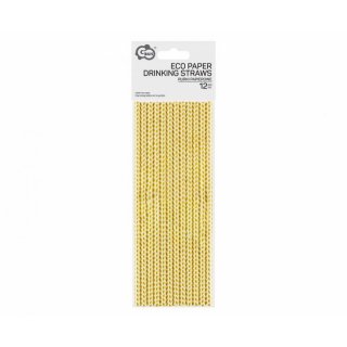 Papírová brčka, zlato-bílá, rozměr 6x197mm - set 12ks (zn. Godan)
