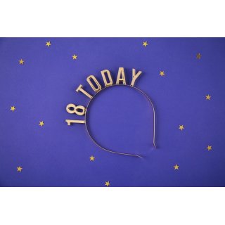 Kovová ČELENKA pro 18. narozeniny, zlatá barva (zn. PartyDeco)