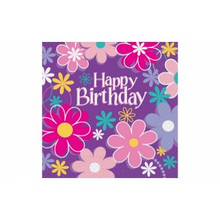 UBROUSKY papírové - Květiny Happy birthday, rozměr 33x33cm - set 16ks (zn. UNIQUE)