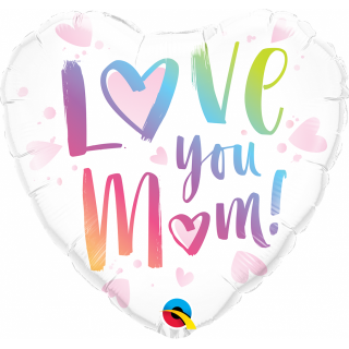 527 Srdce - Love you mum 18/45cm fóliový balónek