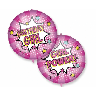 Fóliový KRUH GIRL POWER komiks, růžový, 46cm (zn. Procos)
