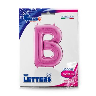 Fóliové písmeno B, růžová barva, velikost 66cm (zn. GRABO)