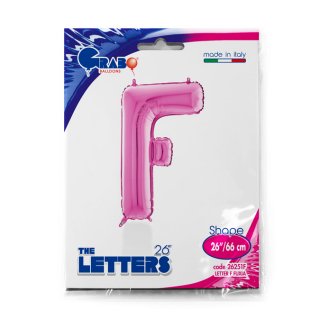 Fóliové písmeno F, růžová barva, velikost 66cm (zn. GRABO)