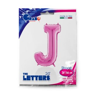 Fóliové písmeno J, růžová barva, velikost 66cm (zn. GRABO)