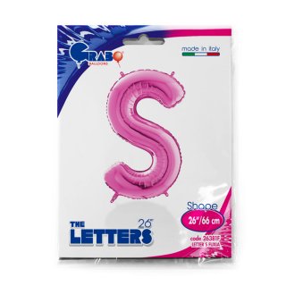 Fóliové písmeno S, růžová barva, velikost 66cm (zn. GRABO)