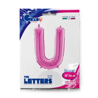 Fóliové písmeno U, růžová barva, velikost 66cm (zn. GRABO)