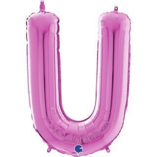 Fóliové písmeno U, růžová barva, velikost 66cm (zn. GRABO)