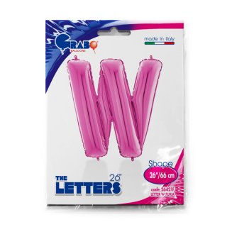 Fóliové písmeno W, růžová barva, velikost 66cm (zn. GRABO)