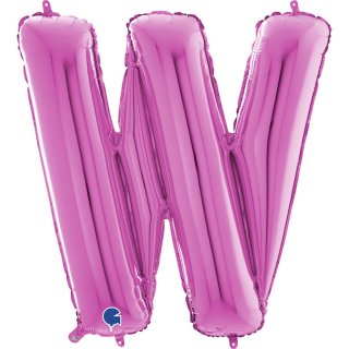 Fóliové písmeno W, růžová barva, velikost 66cm (zn. GRABO)