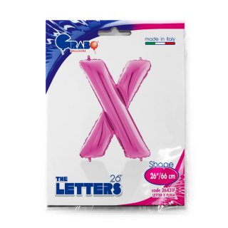 Fóliové písmeno X, růžová barva, velikost 66cm (zn. GRABO)