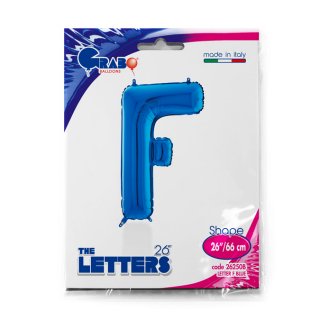 Fóliové písmeno F, modrá barva, velikost 66cm (zn. GRABO)