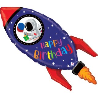 Fóliový balónek vesmírná RAKETA Happy birthday, velikost 91cm (zn. GRABO)