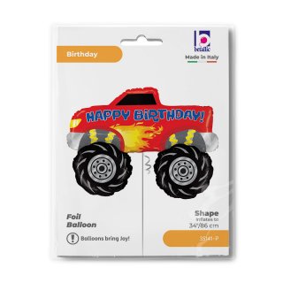 Fóliový balónek MONSTER TRUCK - Happy birthday, velikost 86cm (zn. GRABO)