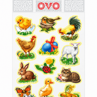 Velikonoční OBTISKY na vajíčka, tradiční, 12 motivů - 1 arch (zn. OVO)