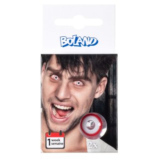 Kontaktní čočky PSYCHO - bílé s červeným okrajem (zn. BOLAND)