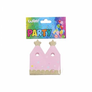 Princeznovská KORUNKA, papírová, růžová, velikost 9.6cm - set 4ks (zn. WIKY)